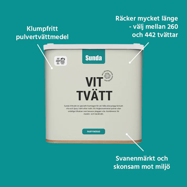 Sunda Pulver Vittvätt 260 tvättar