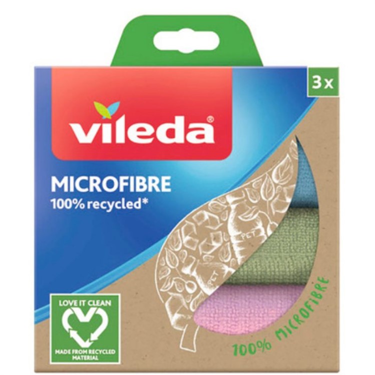 Vileda Microfiber 100% Recycled Cloth 3-Pack