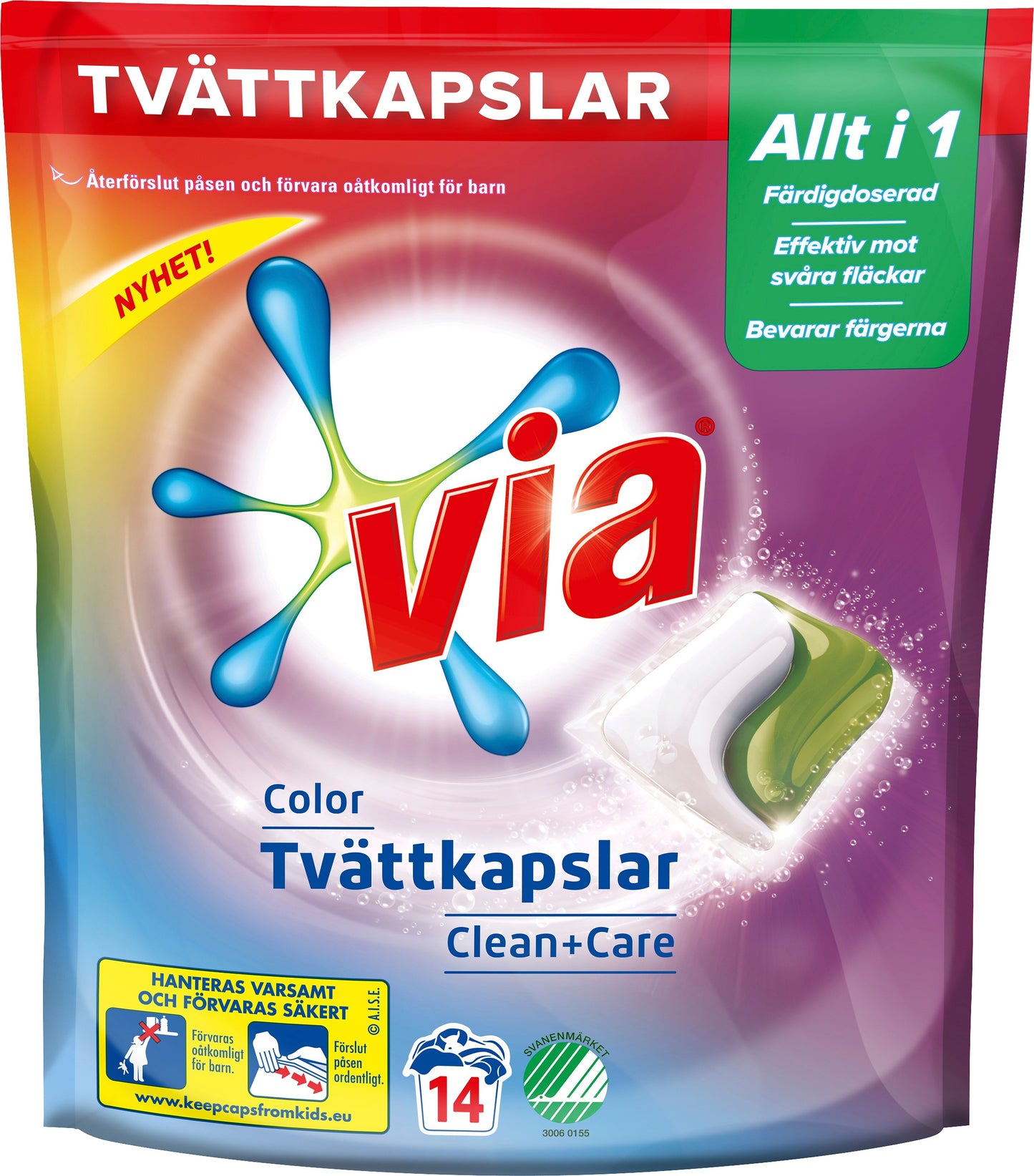 Via Tvättkapslar Color 14-pack