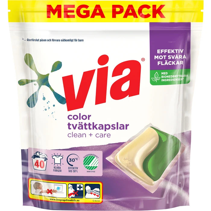 Via Tvättkapslar Color 40-pack